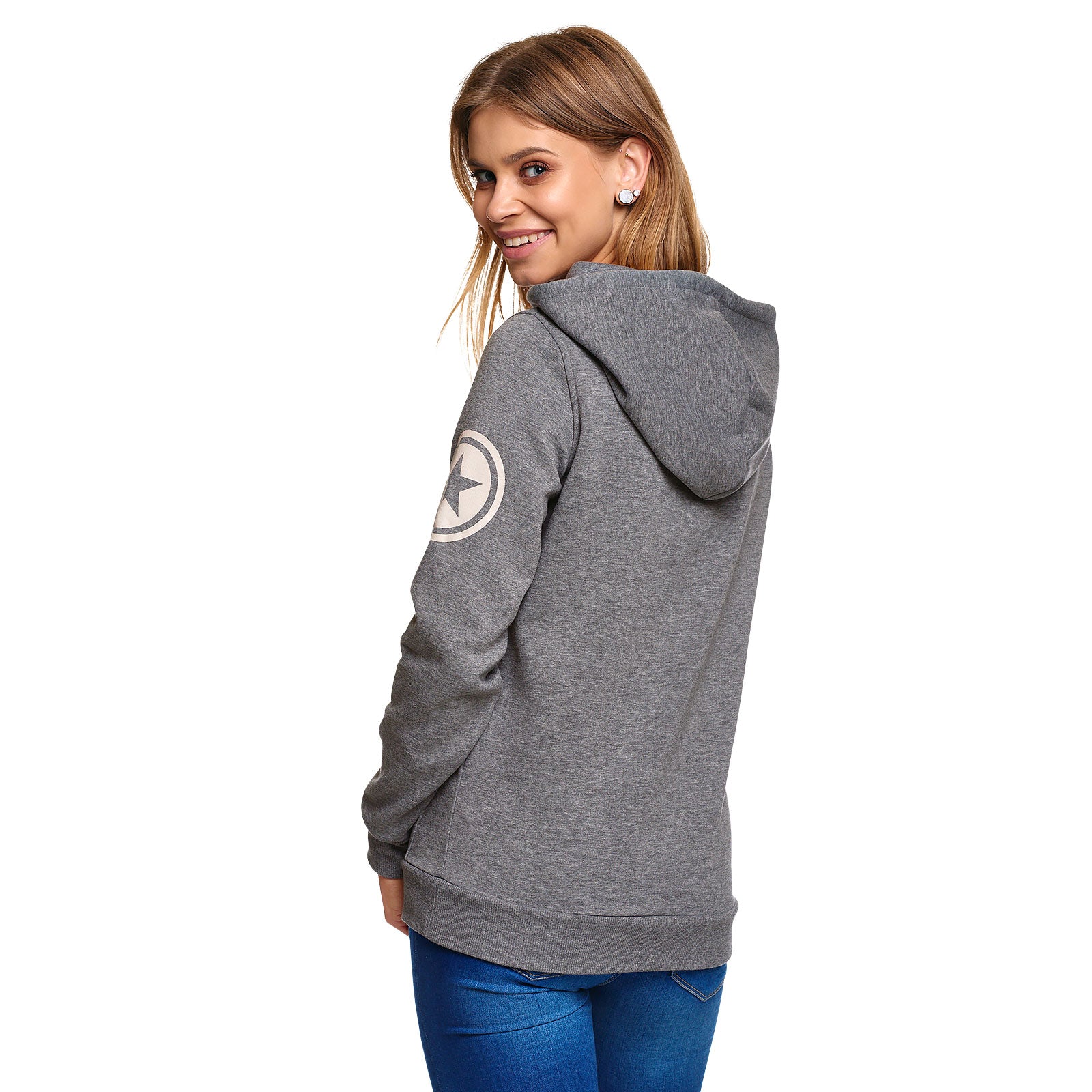 Image produit Captain America - Sweat à capuche rétro pour femmes avec logo Shield, gris