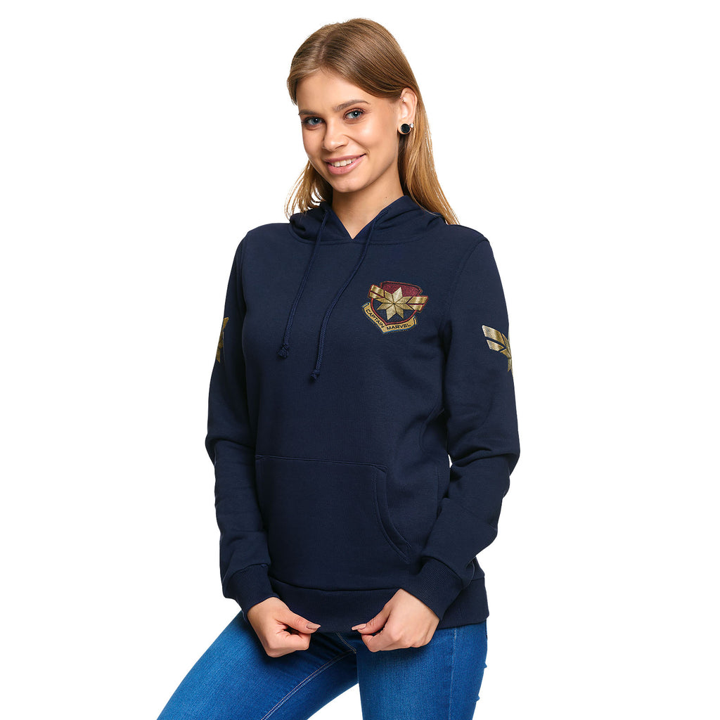Image produit Captain Marvel - Sweat à capuche logo étoile pour femmes bleu