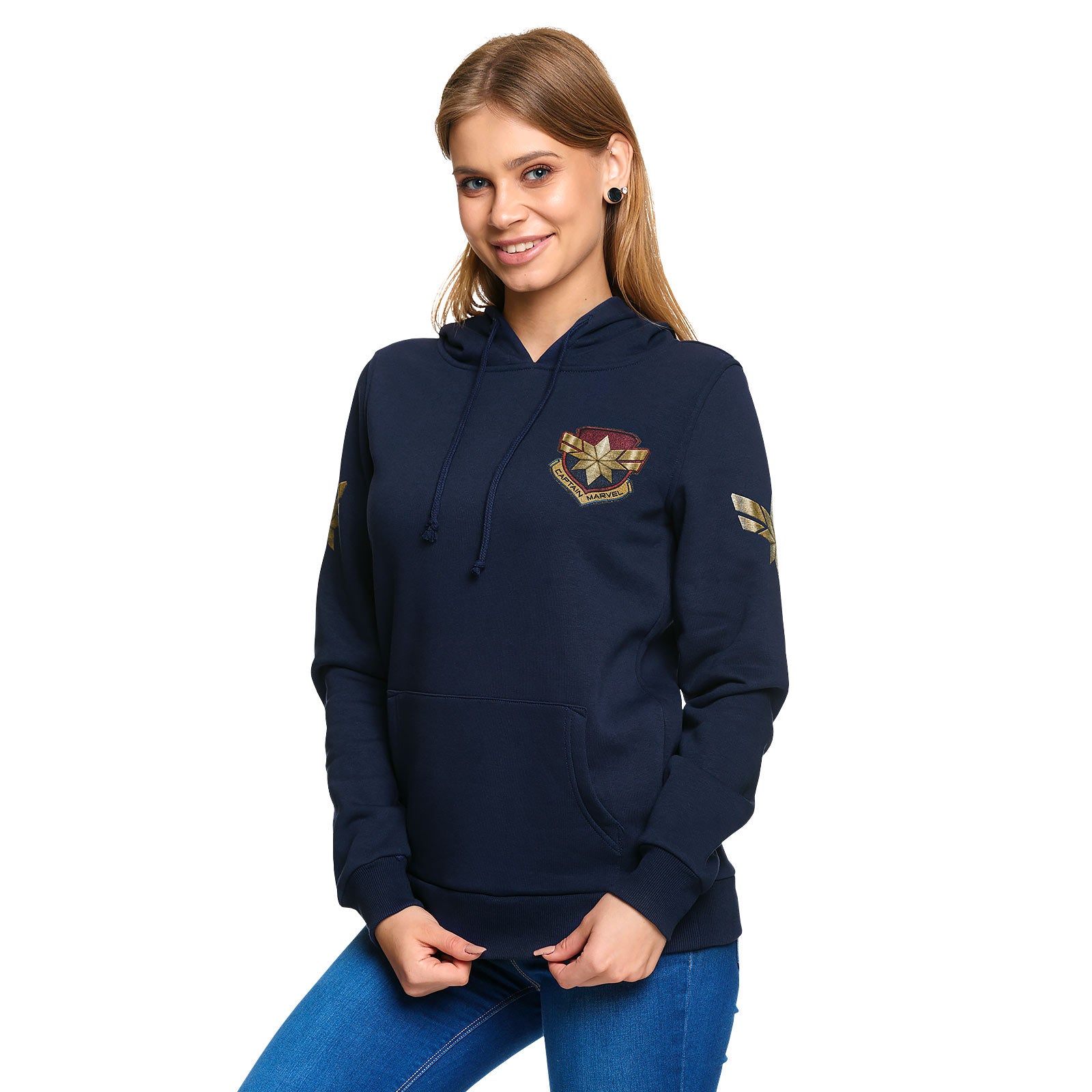 Image produit Captain Marvel - Sweat à capuche logo étoile pour femmes bleu