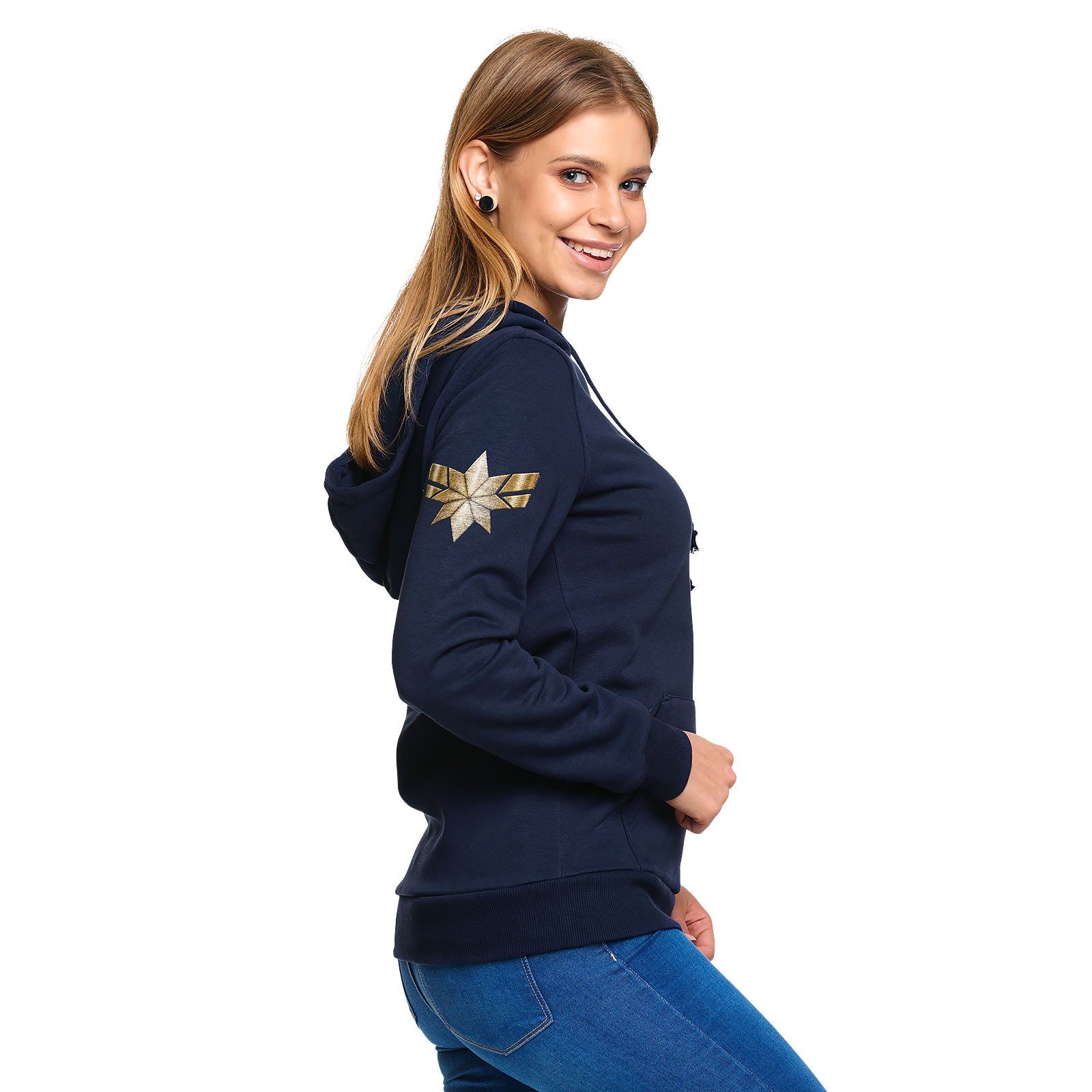 Image produit Captain Marvel - Sweat à capuche logo étoile pour femmes bleu