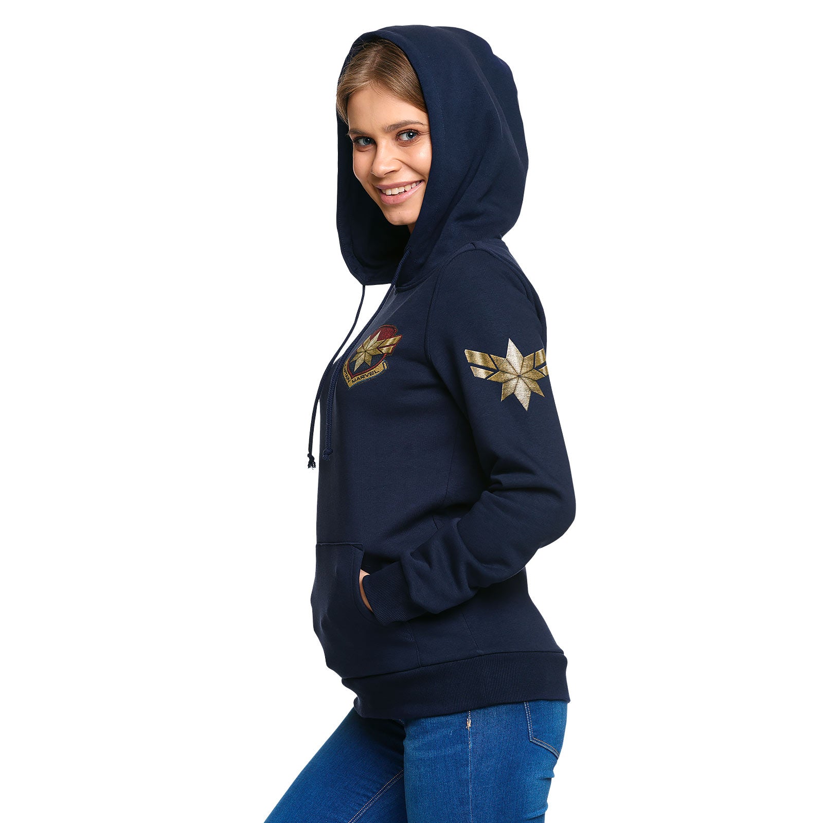 Image produit Captain Marvel - Sweat à capuche logo étoile pour femmes bleu