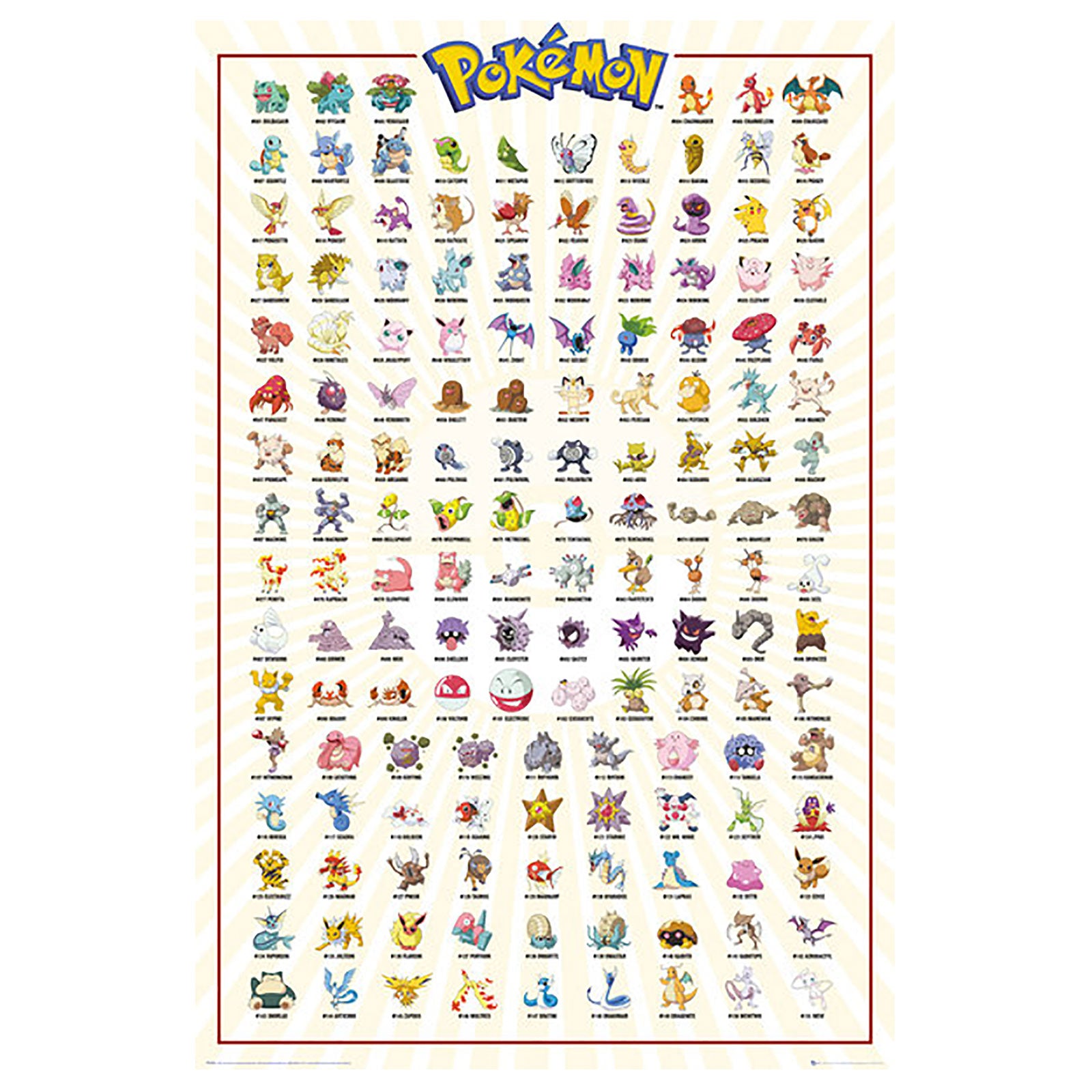 Image produit Pokemon - Affiche Maxi de la première génération de Kanto