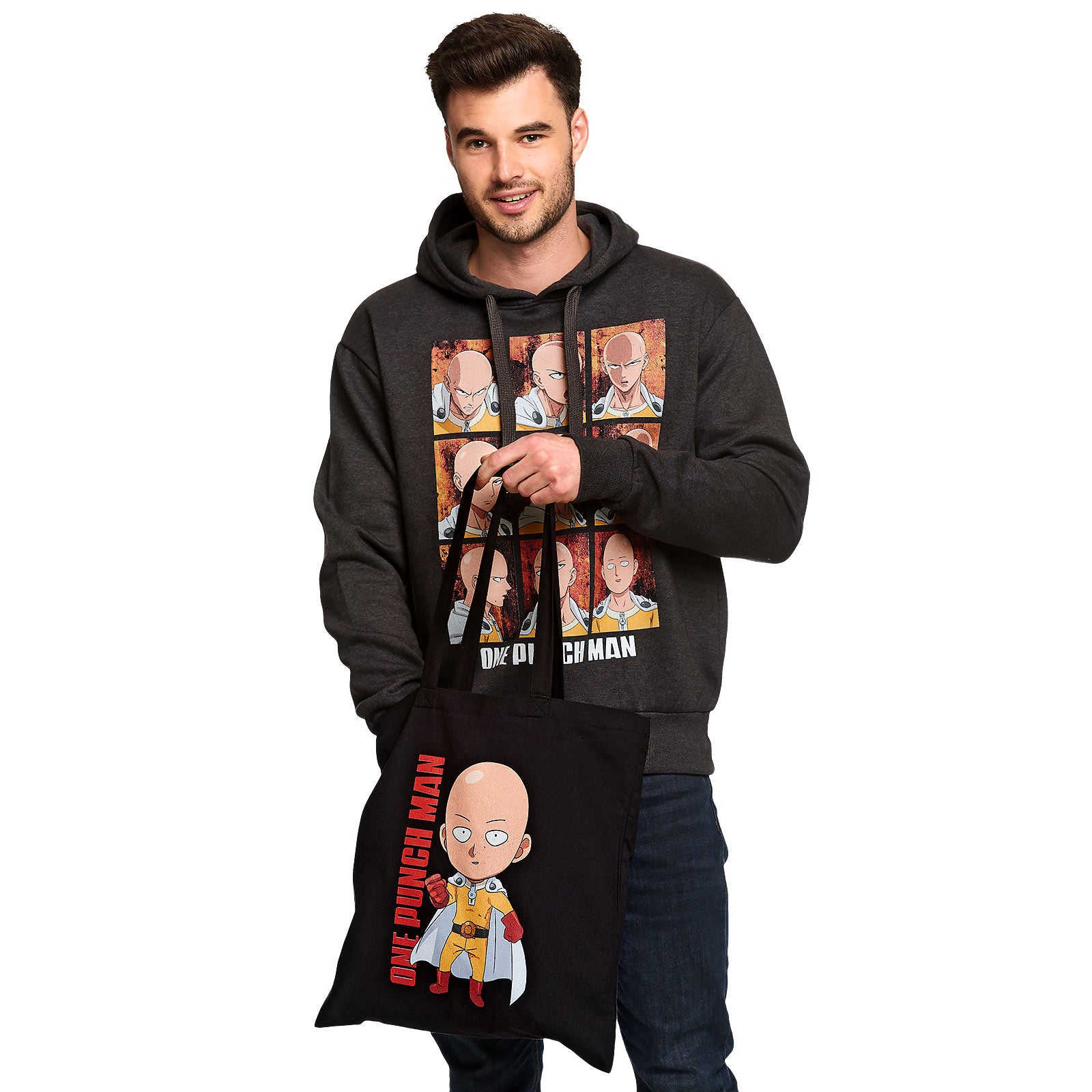 Image produit One Punch Man - Emotions de Saitama Hoodie gris