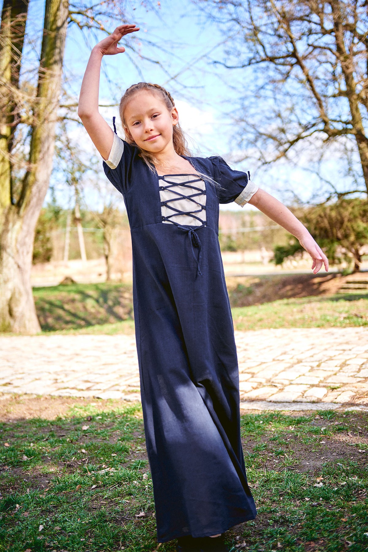 Image produit Robe d'été médiévale pour enfants bleu beige