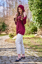 Image produit Blouse médiévale Lea avec capuche rouge