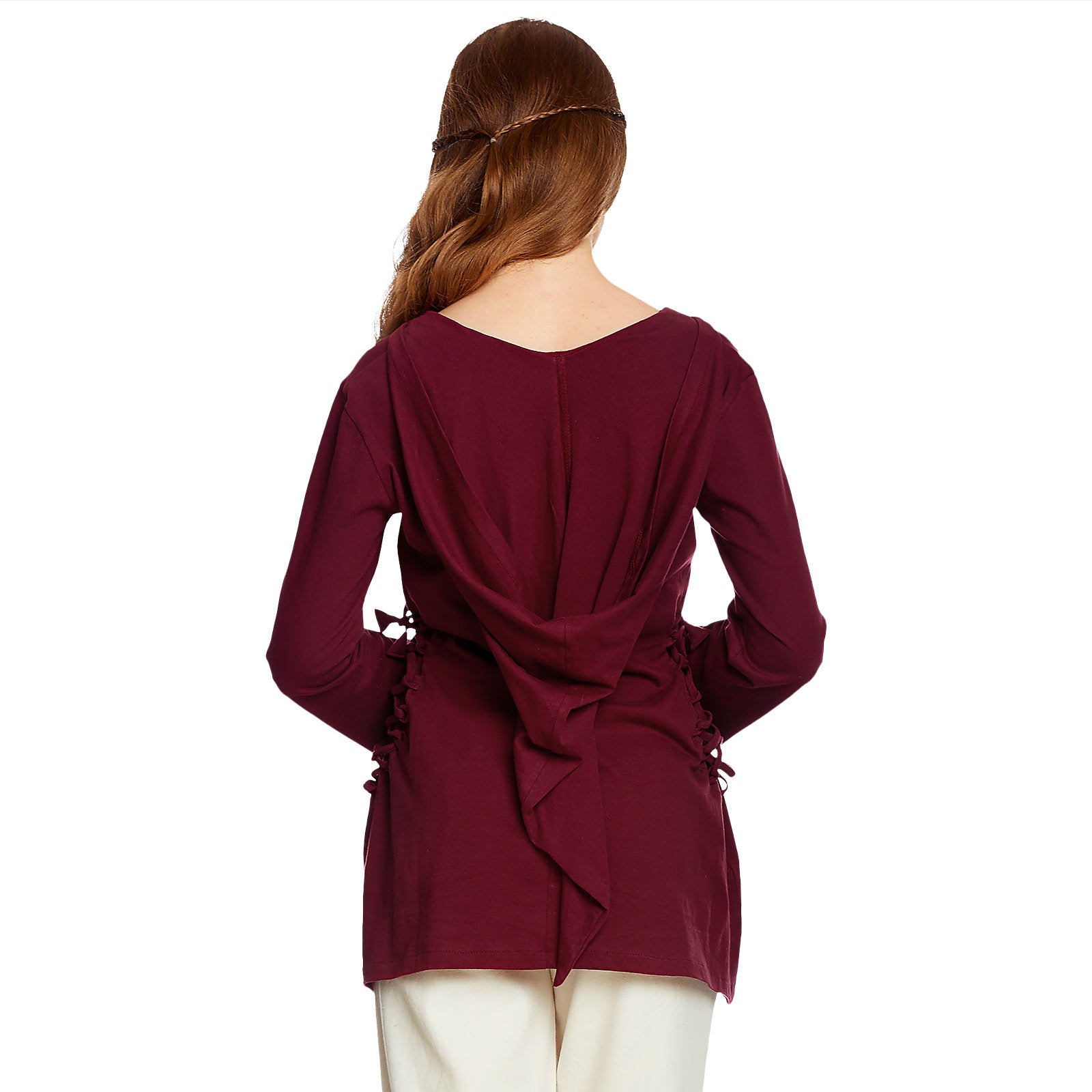 Image produit Blouse médiévale Lea avec capuche rouge