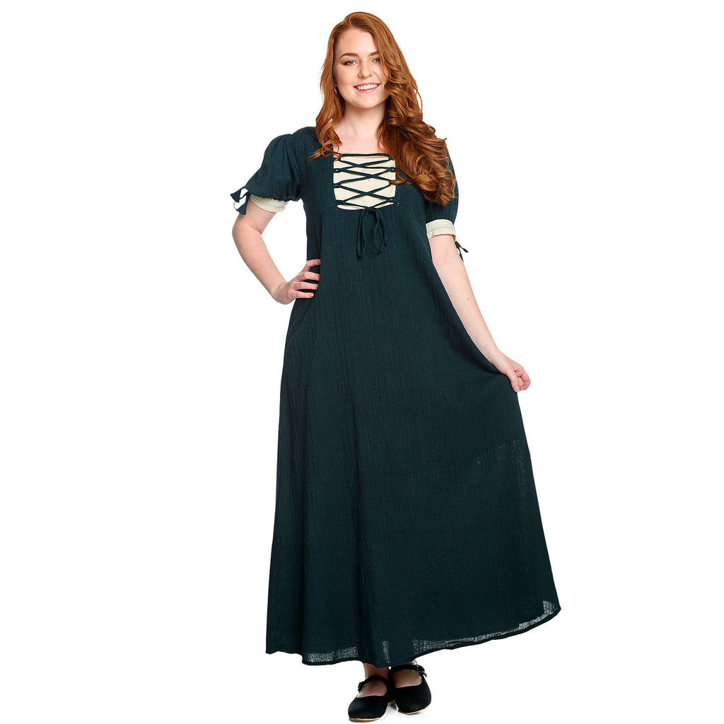 Image produit Robe d'été médiévale Lysa vert-beige