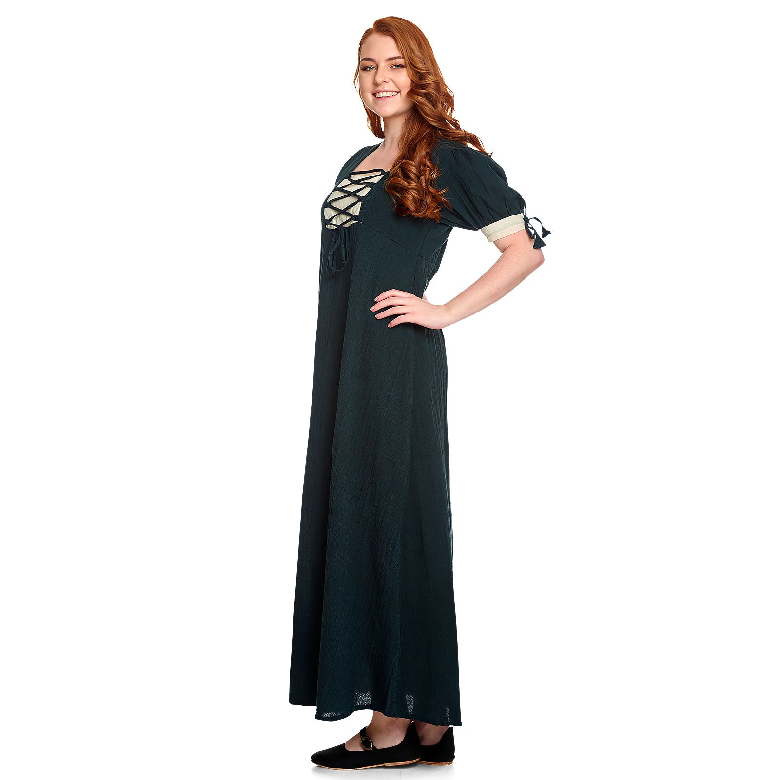 Image produit Robe d'été médiévale Lysa vert-beige