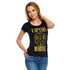 Image produit Captain Marvel - T-shirt femme logo grunge noir