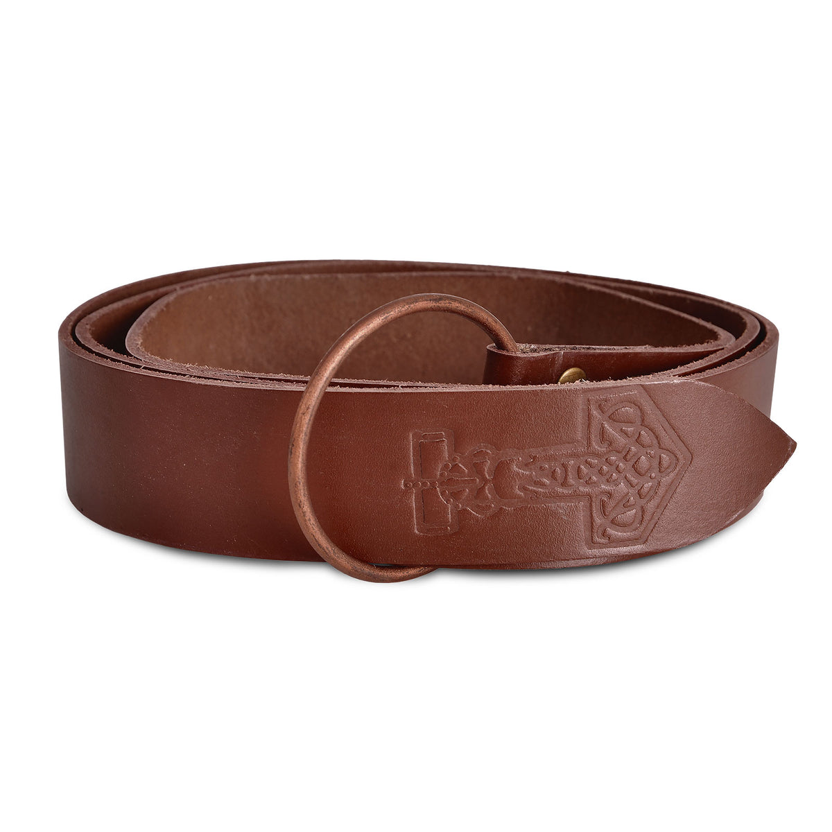 Image produit Ceinture médiévale à anneau avec embossage Marteau de Thor marron
