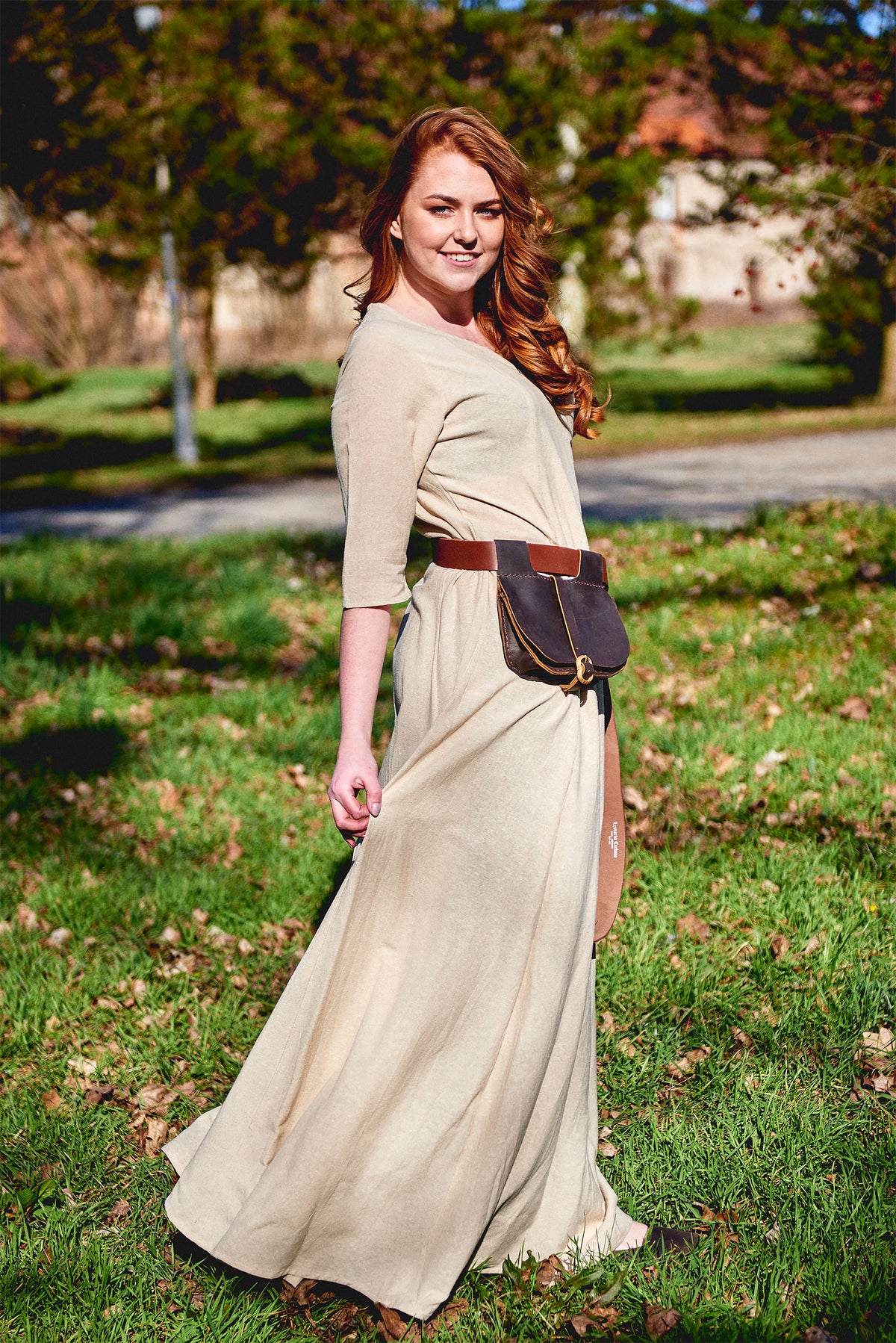 Image produit Bourse de ceinture médiévale en cuir Udo marron