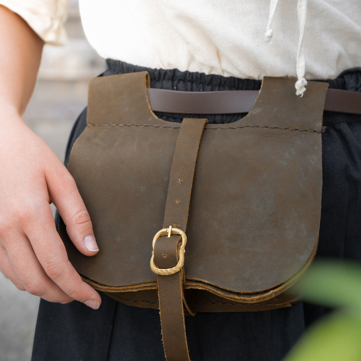 Image produit Bourse de ceinture médiévale en cuir Udo marron