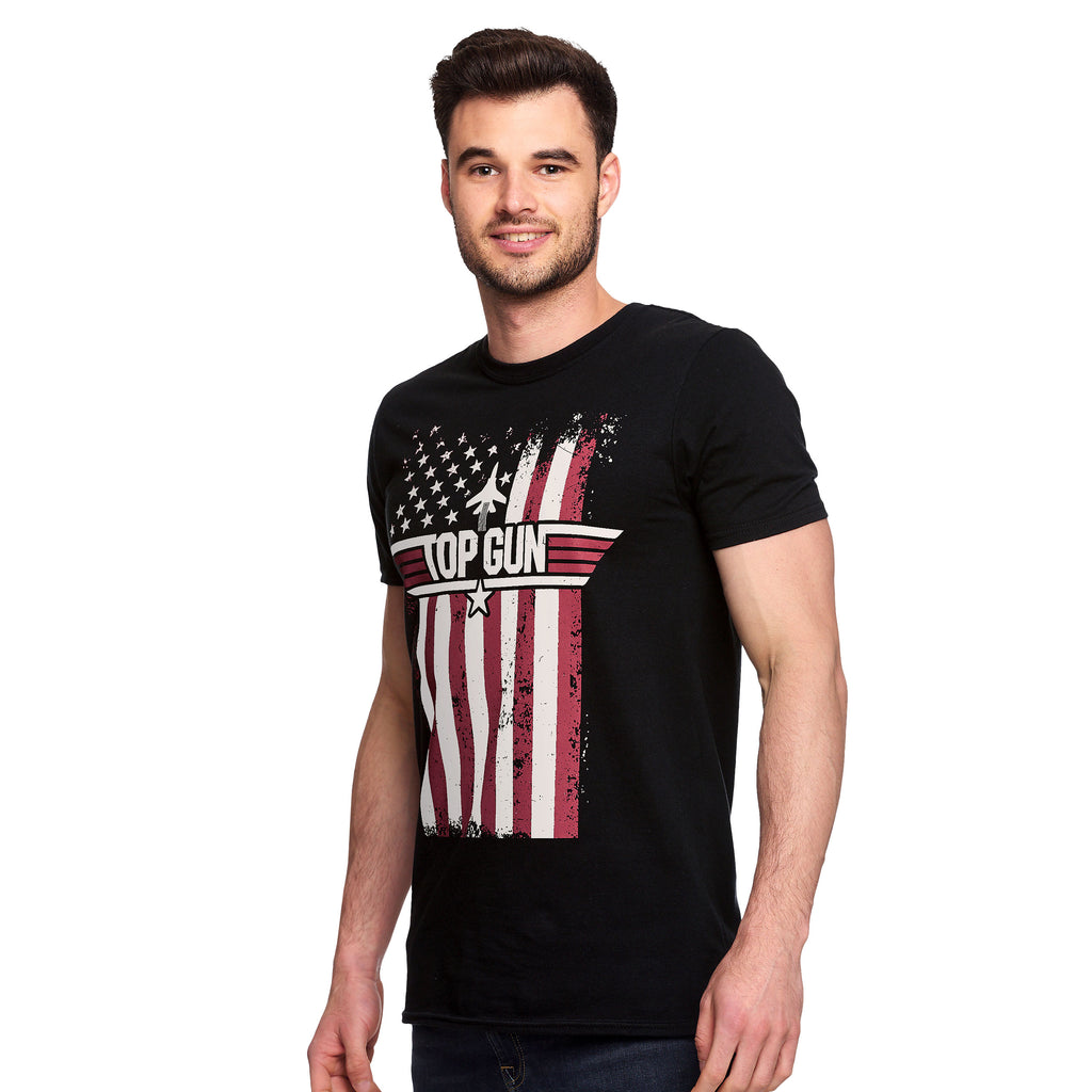 Image produit Top Gun - T-Shirt Drapeau Délavé Noir
