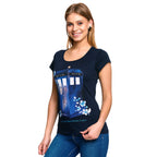 Image produit Doctor Who - T-Shirt Floral Tardis pour femmes bleu