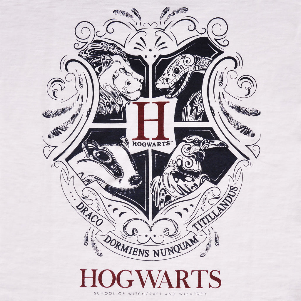 Image produit Harry Potter - T-shirt femme blanche avec blason de Poudlard