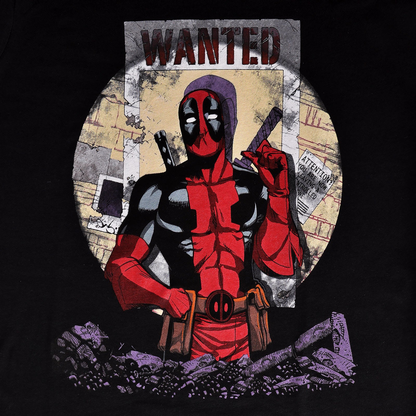 Image produit Deadpool - T-shirt Wanted noir