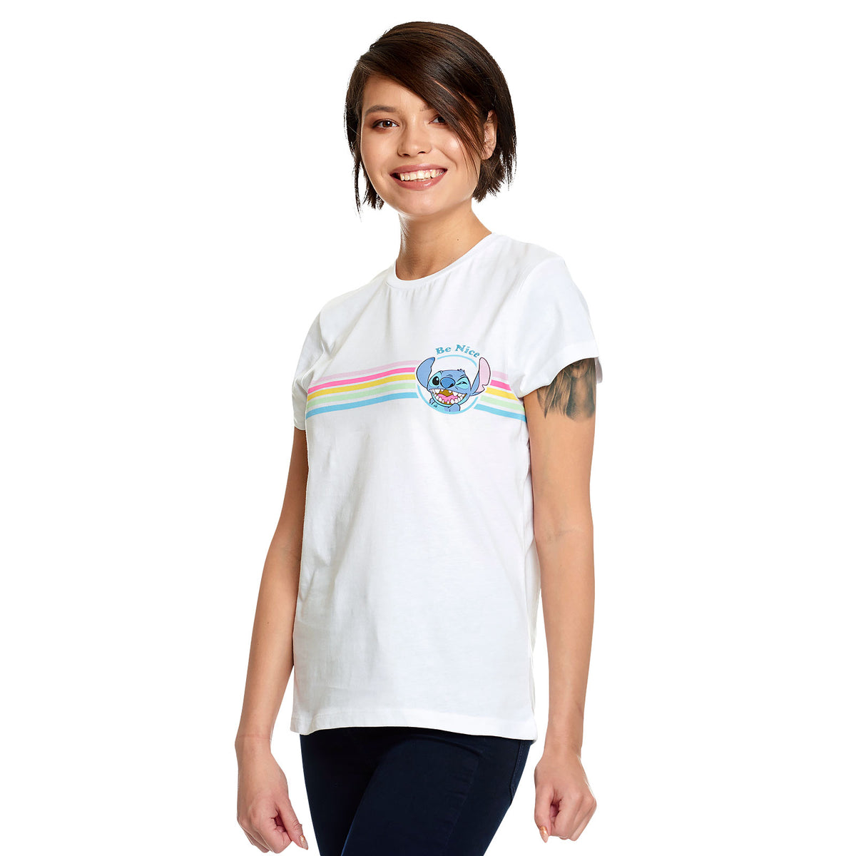 Image produit Lilo & Stitch - T-shirt Femme Be Nice Blanc