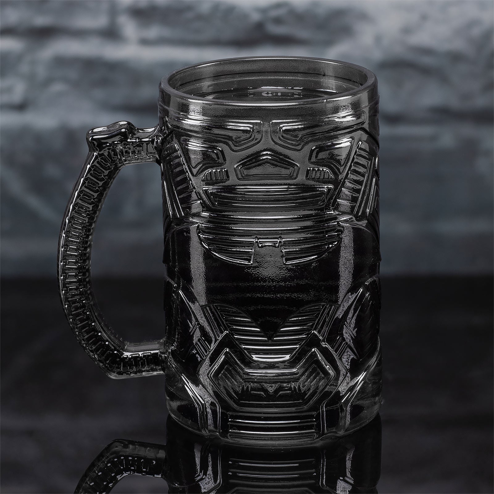 Image produit Chope en verre relief Batman Logo noir