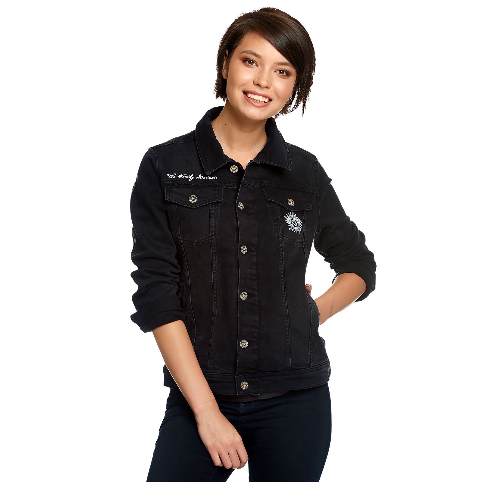 Image produit Supernatural - Veste en jean piège du diable pour femmes noir