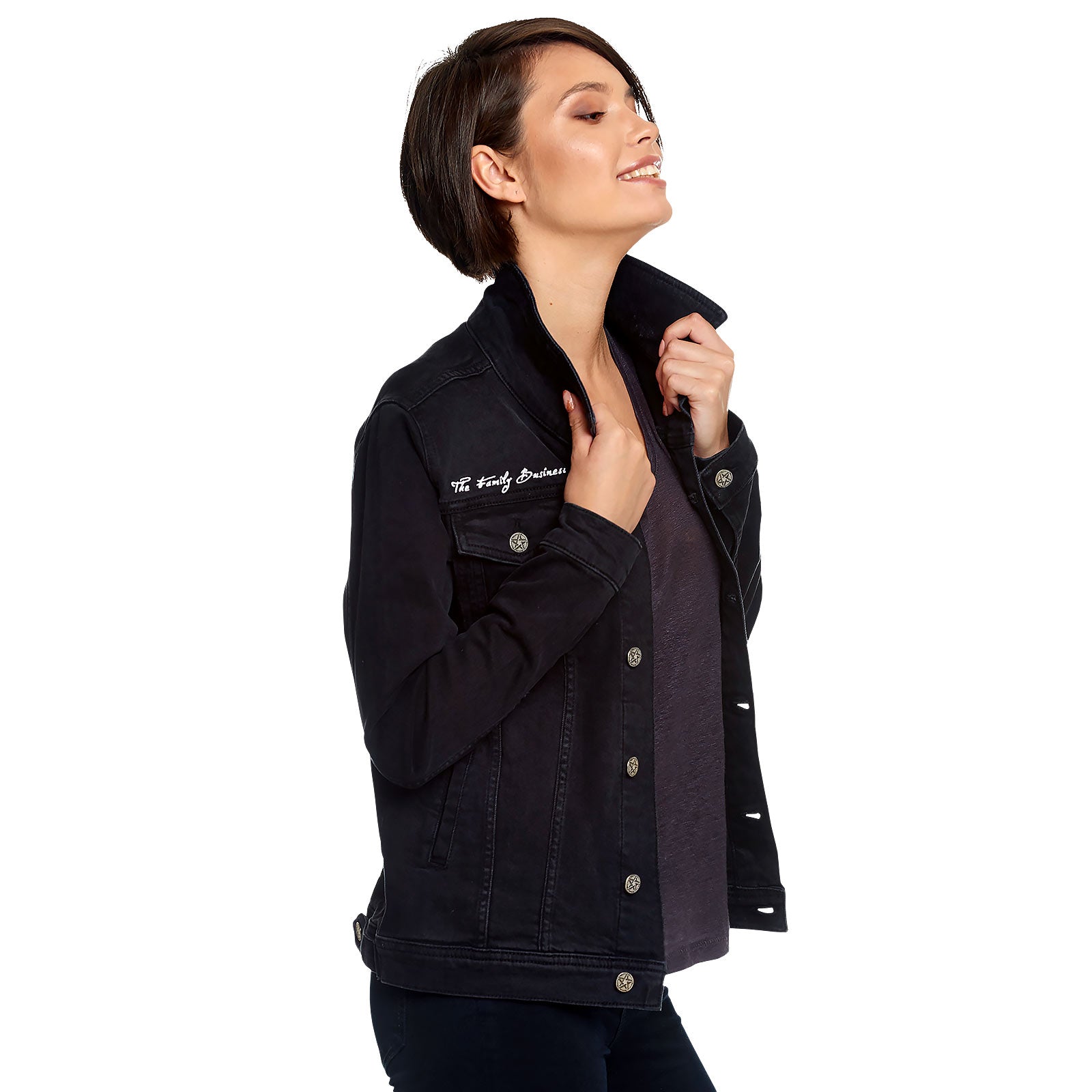 Image produit Supernatural - Veste en jean piège du diable pour femmes noir