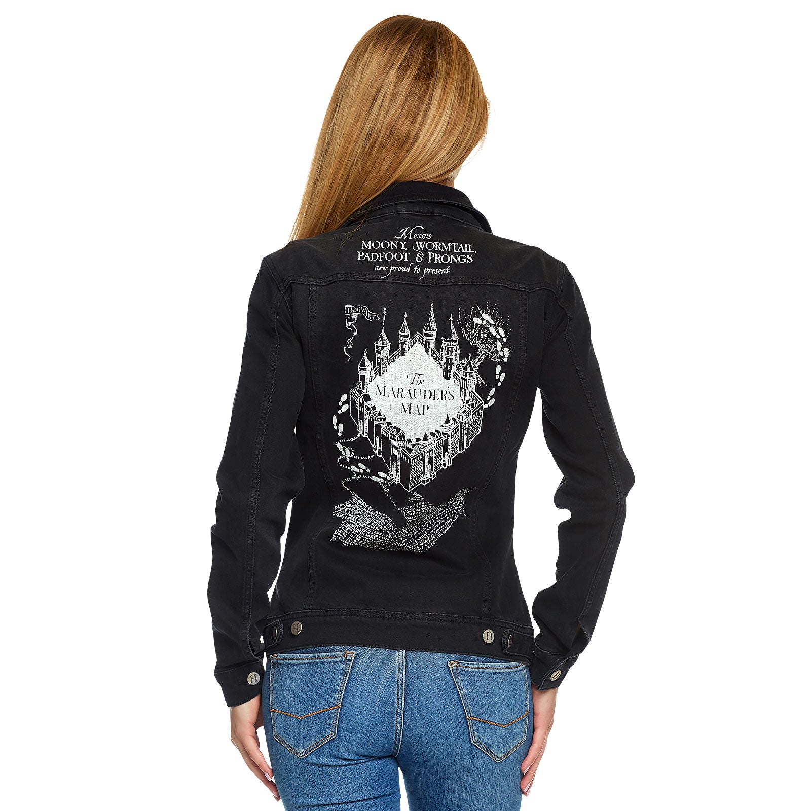 Image produit Harry Potter - Veste en jean Carte des Maraudeurs pour femmes noire