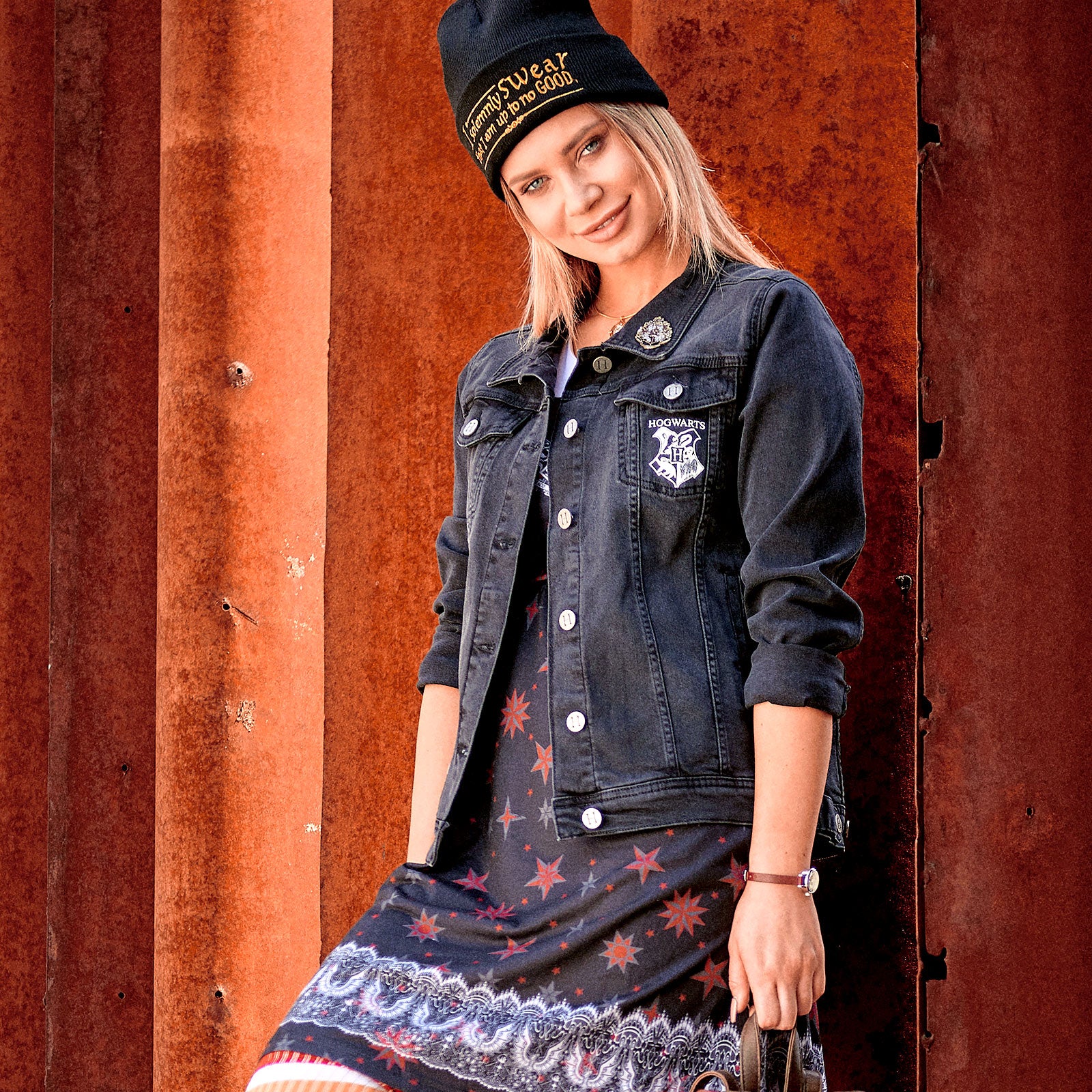 Image produit Harry Potter - Veste en jean Carte des Maraudeurs pour femmes noire