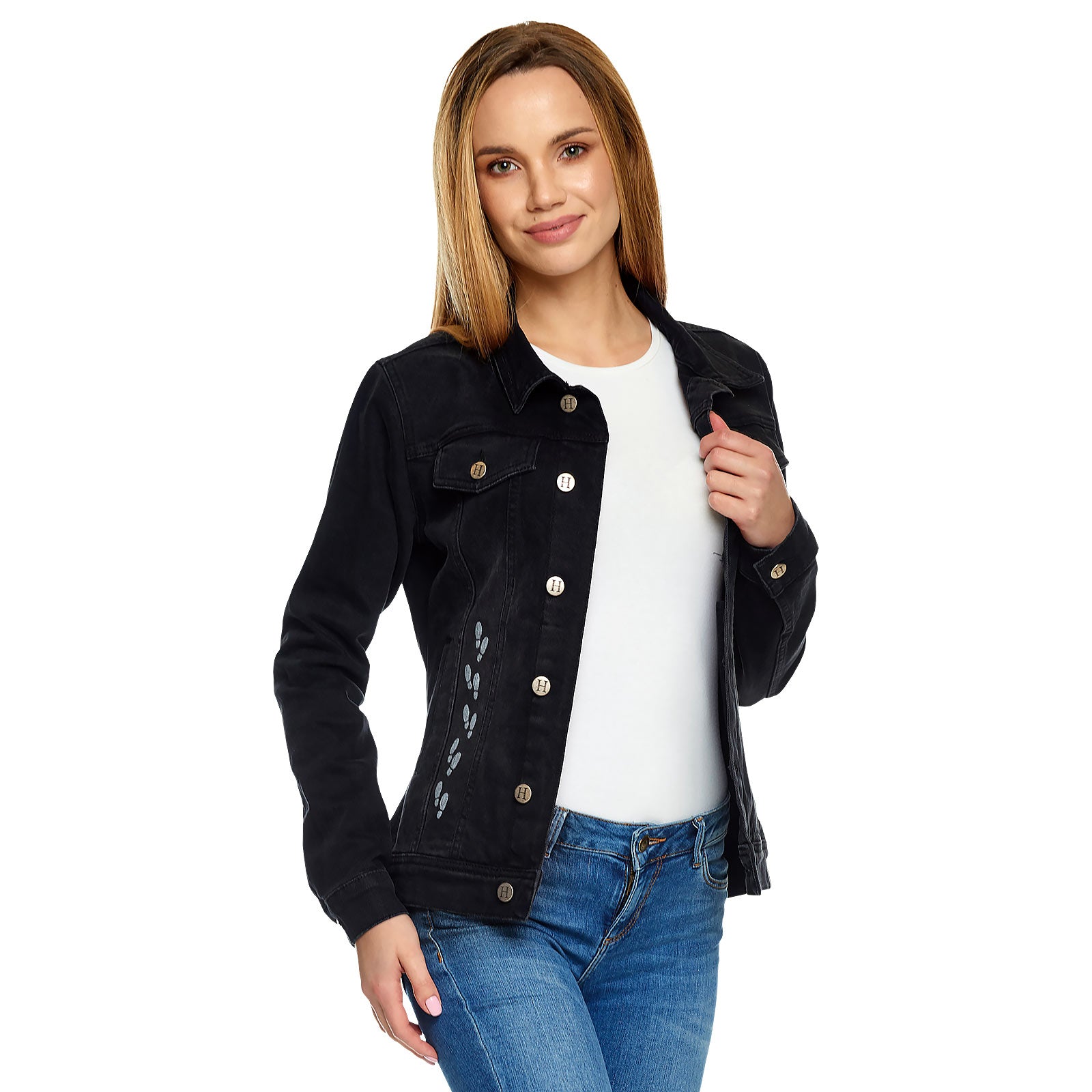 Image produit Harry Potter - Veste en jean Carte des Maraudeurs pour femmes noire