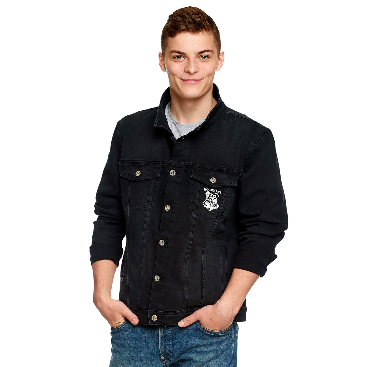 Image produit Harry Potter - Veste en jean blason de Poudlard noir