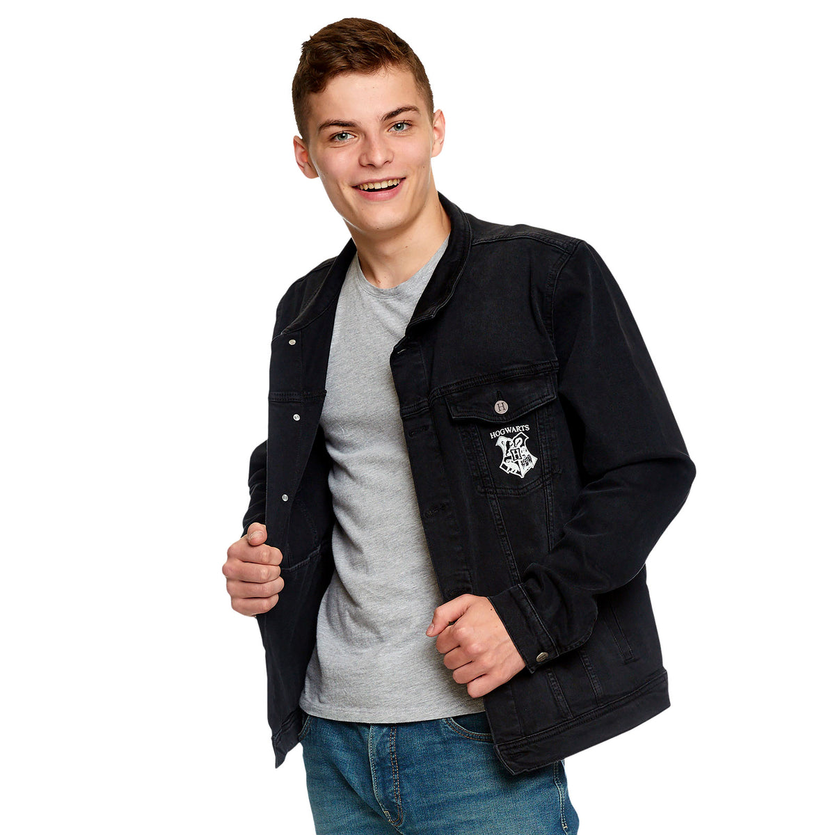 Image produit Harry Potter - Veste en jean blason de Poudlard noir