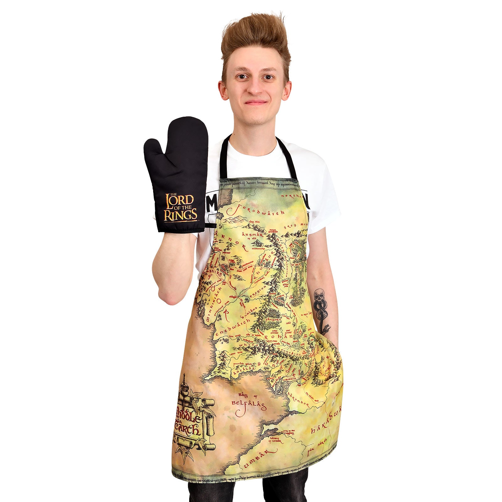 Product image The Lord of the Rings - Middle Earth Map Apron with Oven Glove