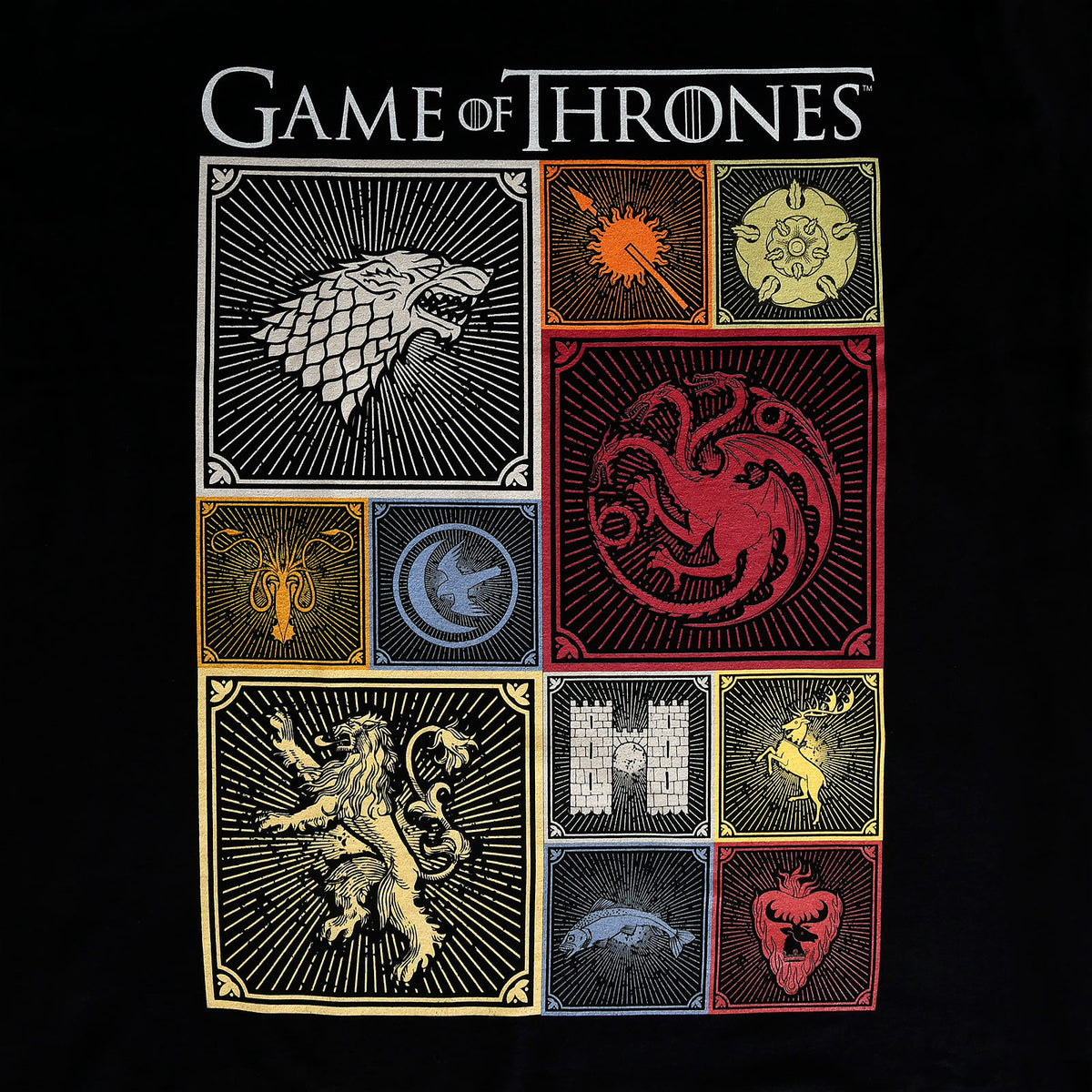 Image produit Game of Thrones - T-shirt noir blasons des maisons