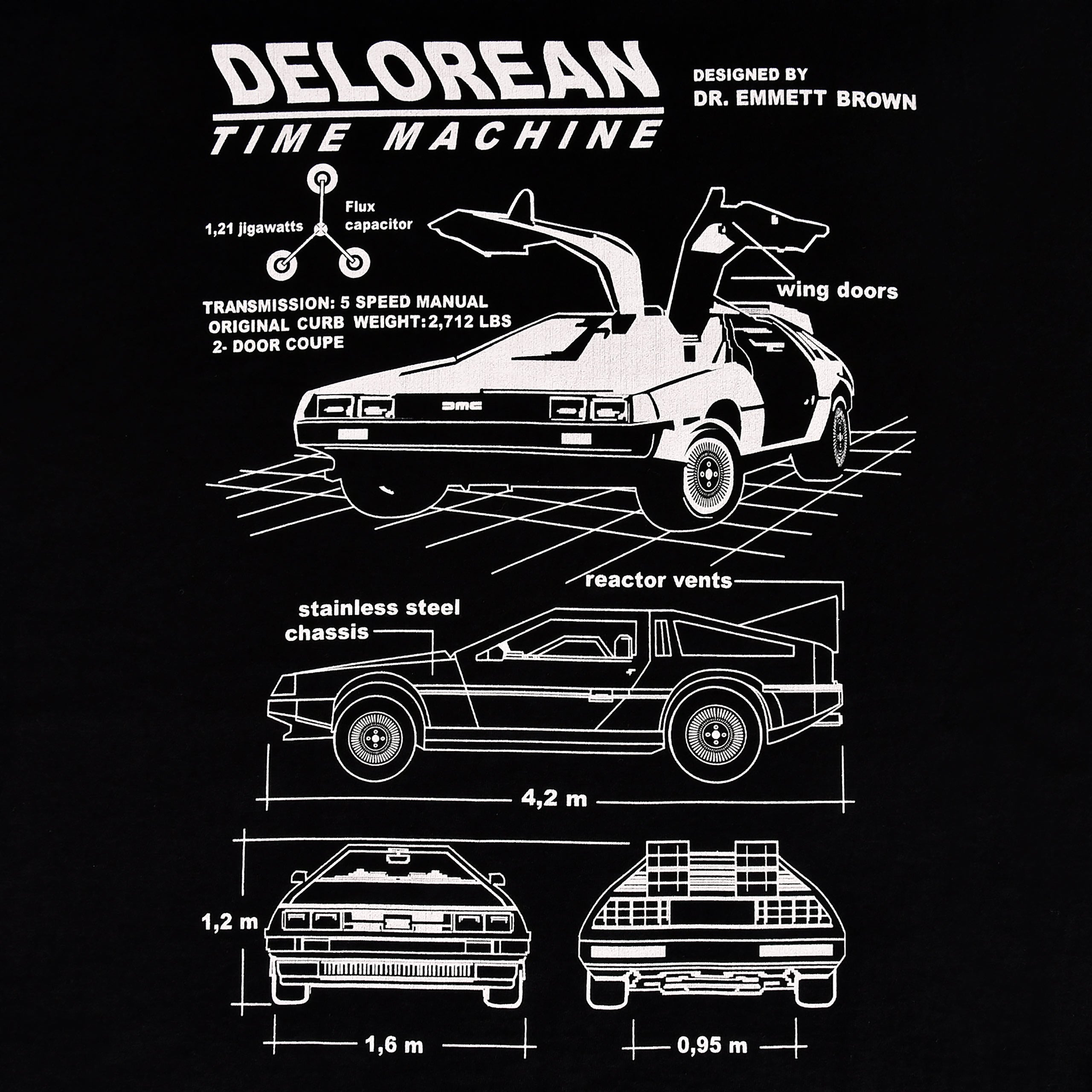 Image produit Retour vers le futur - T-shirt DeLorean noir