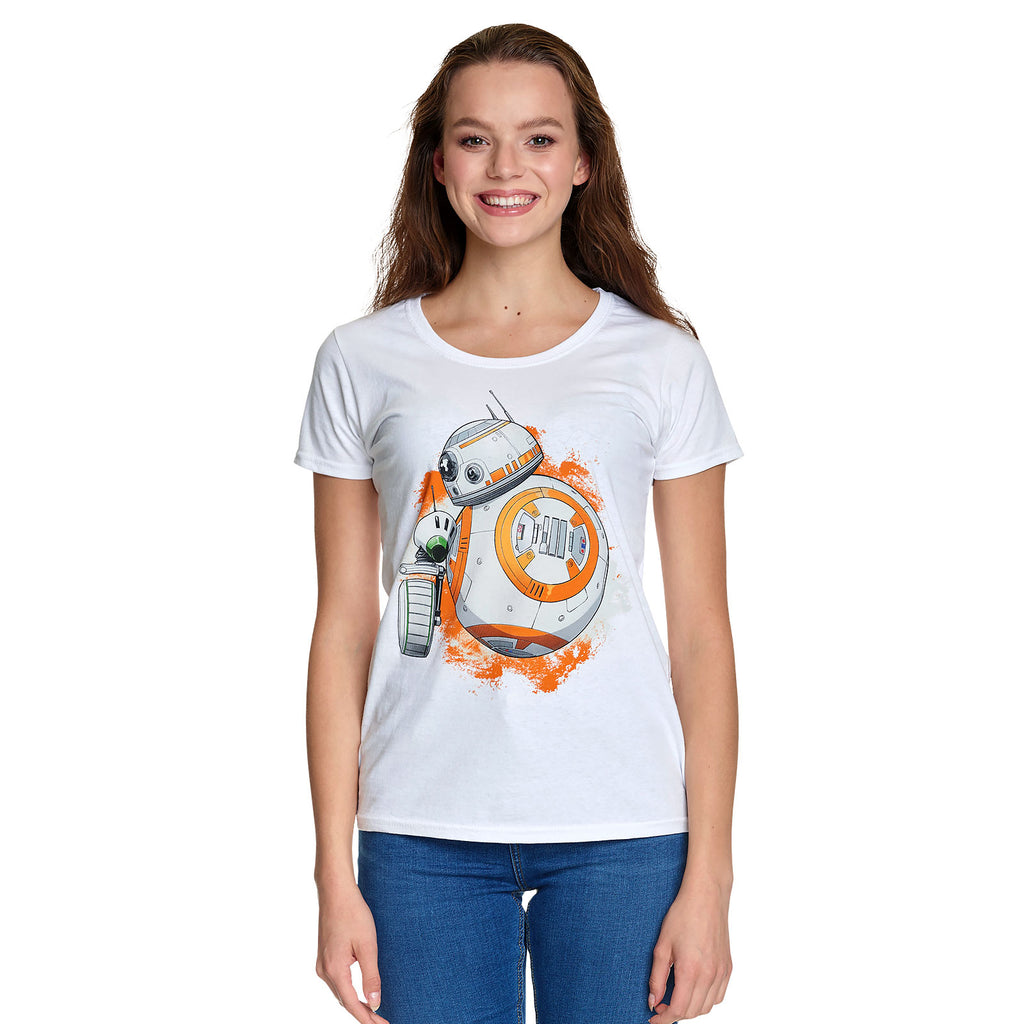 Image produit Star Wars - T-shirt Femme Rolling Droids Blanc