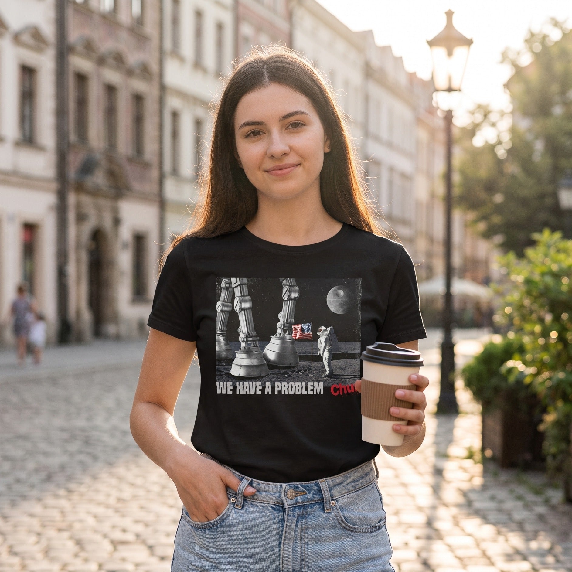 Image produit T-shirt Houston Nous Avons un Problème pour les Fans de Star Wars Noir