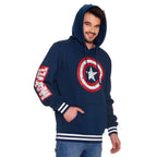 Image produit Captain America - Sweat à capuche avec logo Shield Distressed bleu