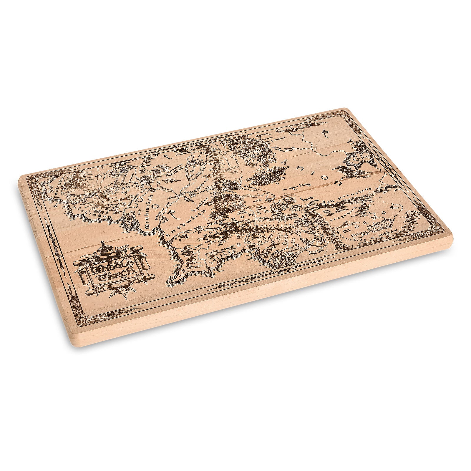 Image produit Seigneur des Anneaux - Planche à découper Carte de la Terre du Milieu en Hêtre