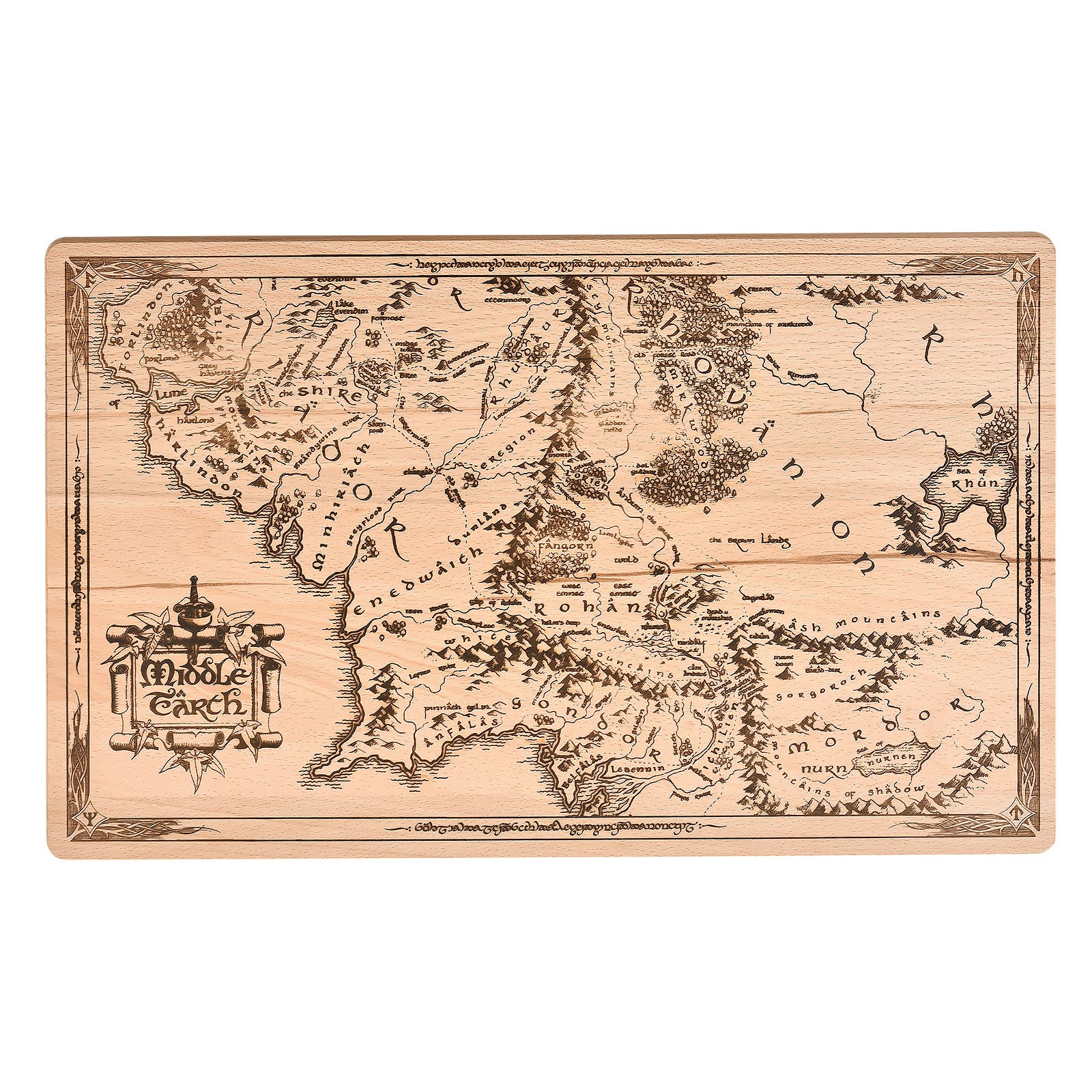 Image produit Seigneur des Anneaux - Planche à découper Carte de la Terre du Milieu en Hêtre