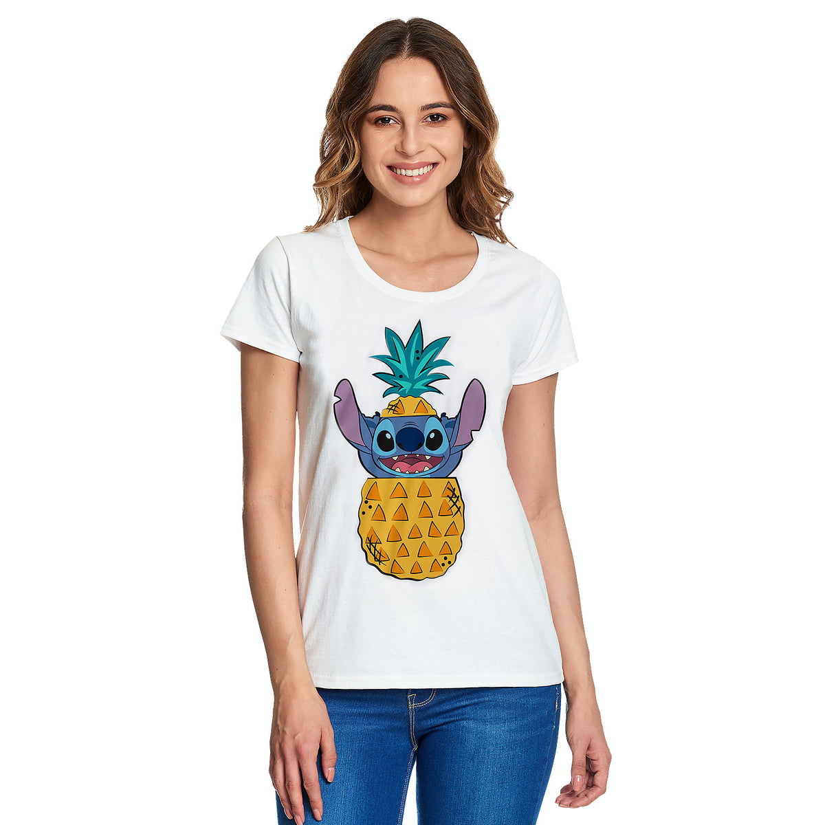 Image produit Lilo & Stitch - T-shirt Ananas Stitch pour femmes blanc