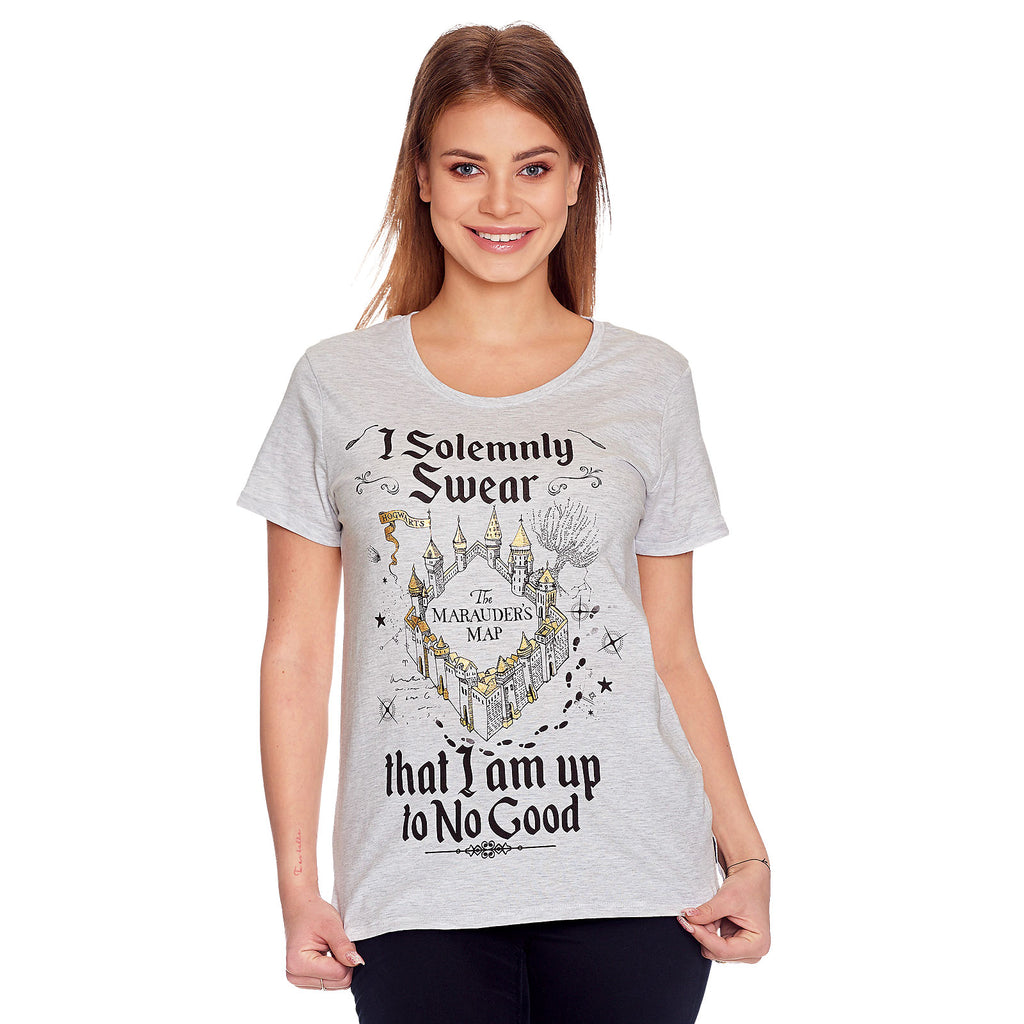 Image produit Harry Potter - T-shirt Femme Carte du Maraudeur Gris