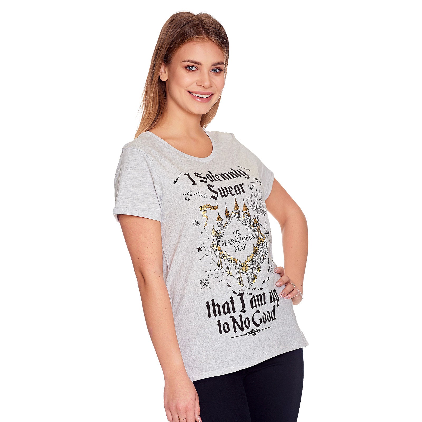 Image produit Harry Potter - T-shirt Femme Carte du Maraudeur Gris