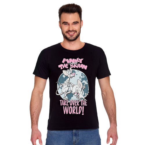 Image produit Pinky et le Cerveau - Prenez le contrôle du T-shirt noir du monde