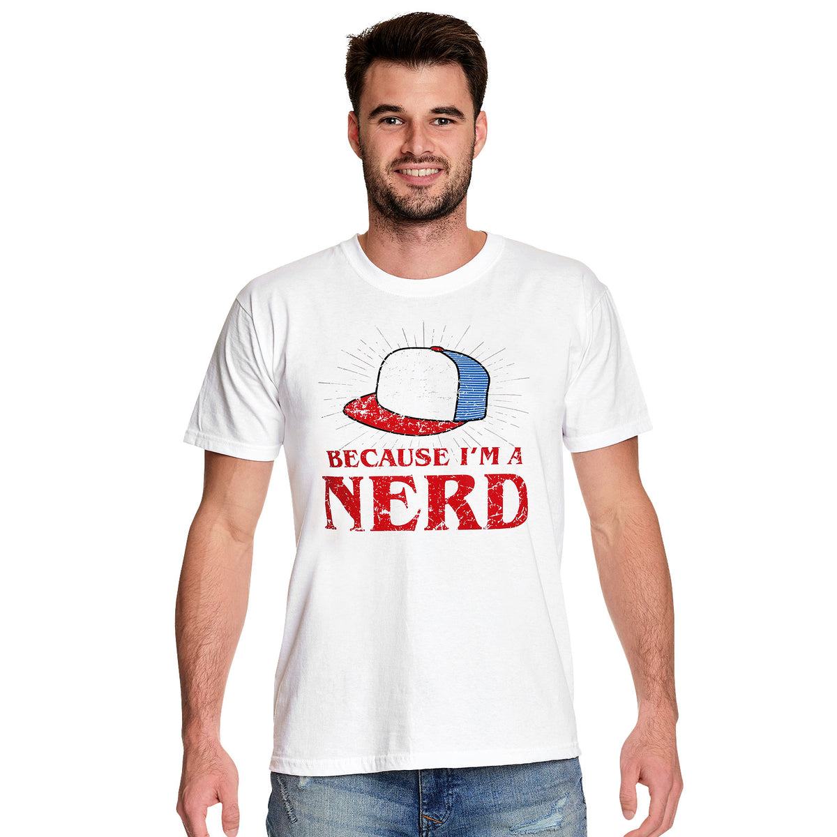 Image produit T-shirt Nerd Dustin pour les fans de Stranger Things blanc