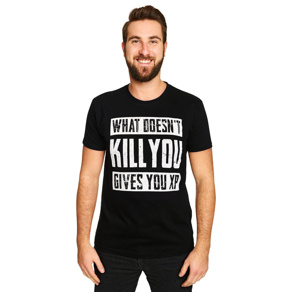 Image produit T-shirt noir 'Ce qui ne te tue pas te donne de l'XP'