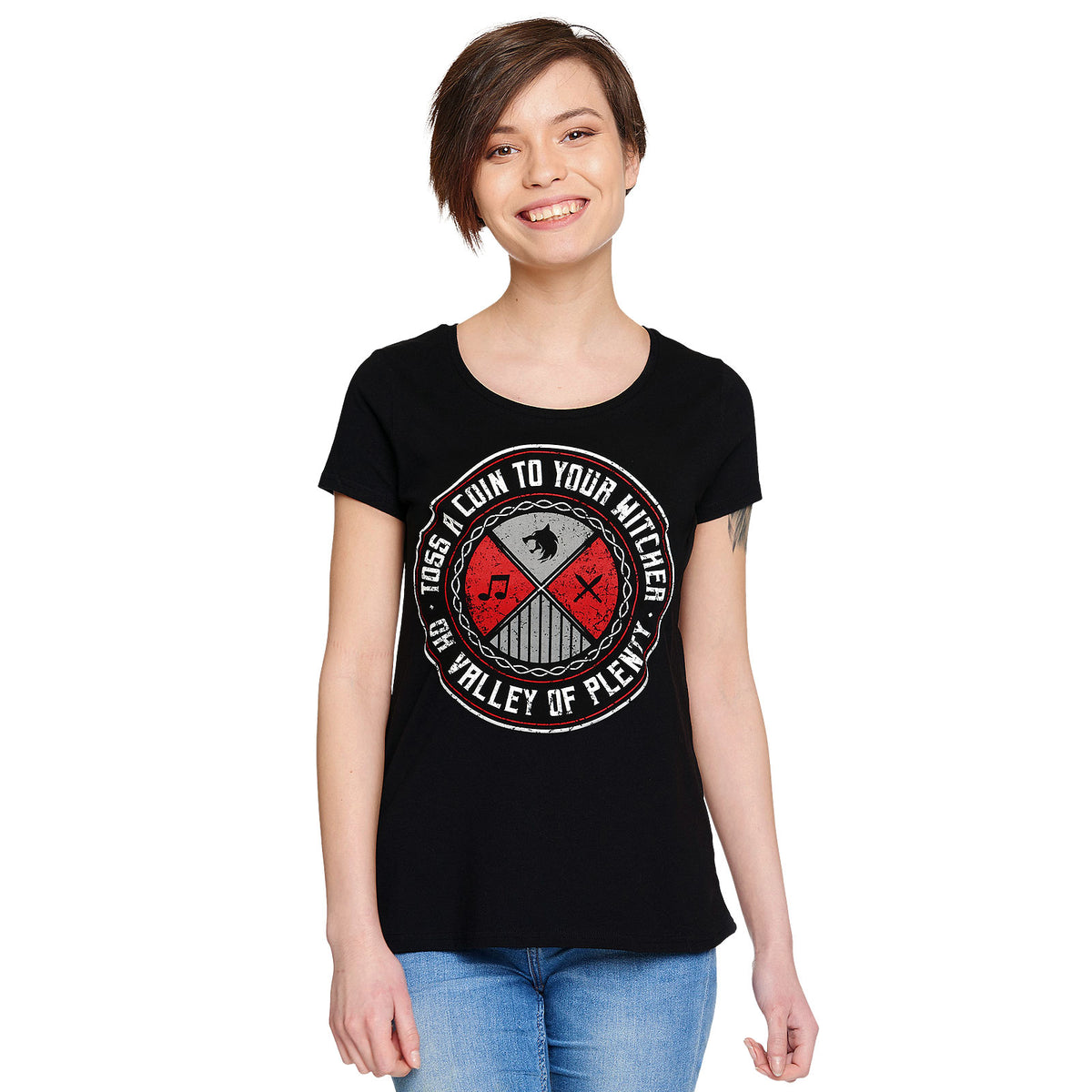 Image produit T-shirt femme Toss a Coin pour les fans de Witcher noir