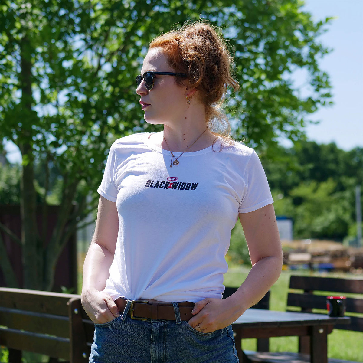 Image produit Black Widow - Grand visage T-shirt Femme blanc