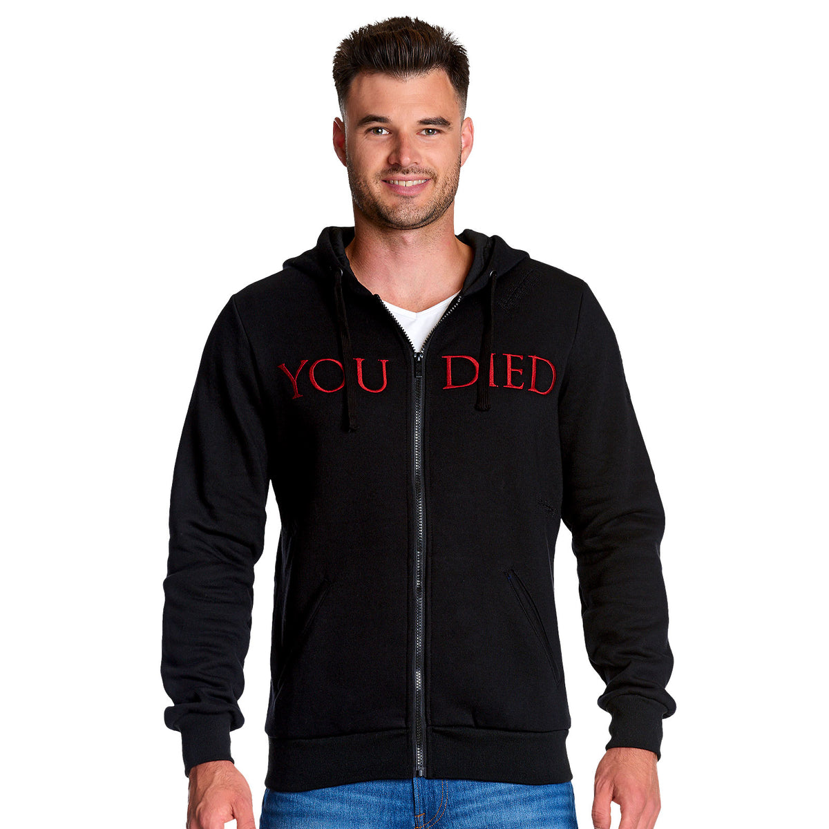 Image produit Dark Souls - Vous êtes mort Sweat à capuche détruit noir