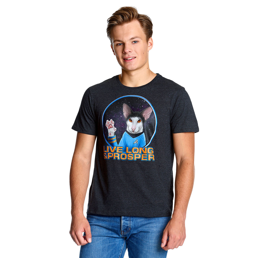 Image produit Star Trek - T-shirt gris Cat Spock Live Long and Prosper