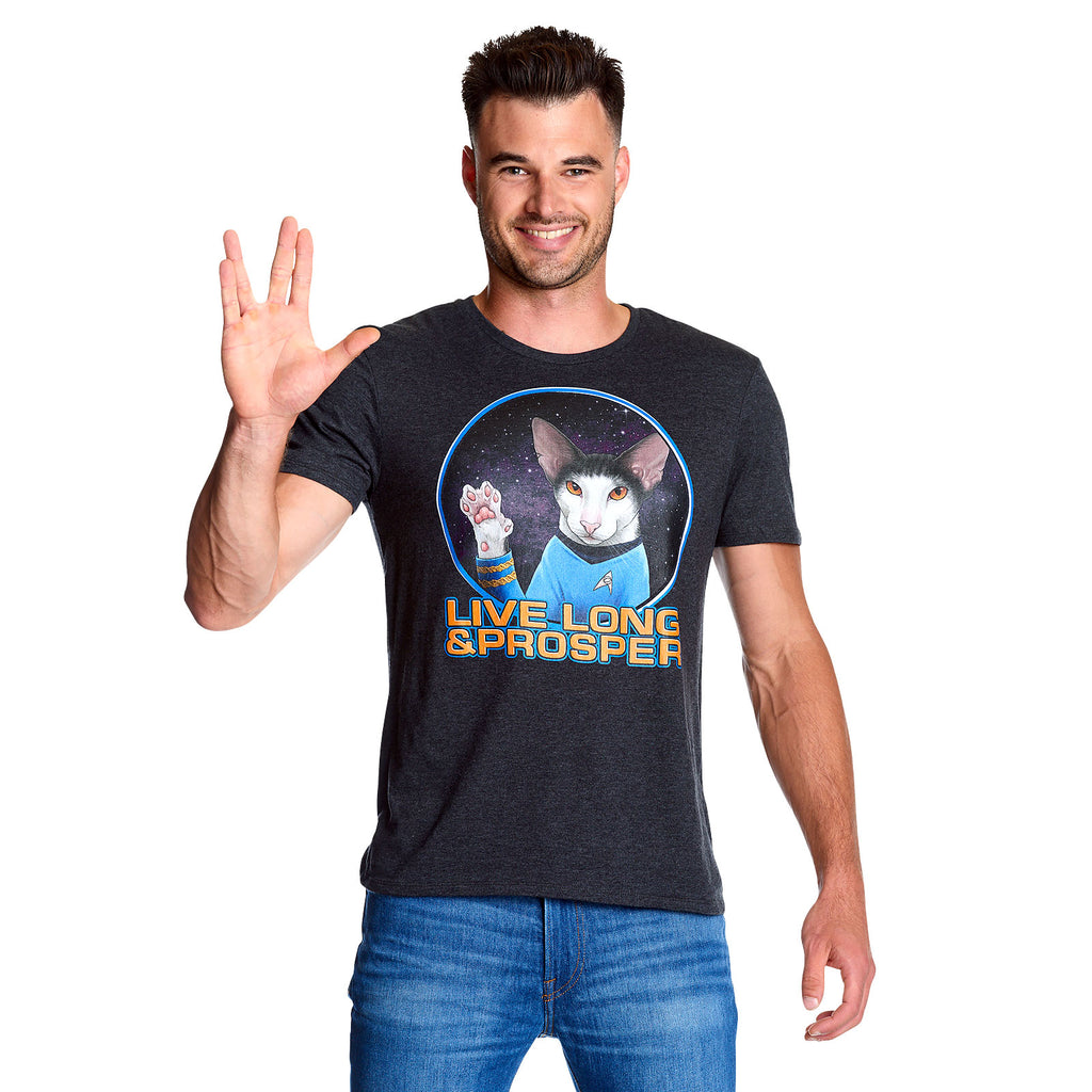 Image produit Star Trek - T-shirt gris Cat Spock Live Long and Prosper