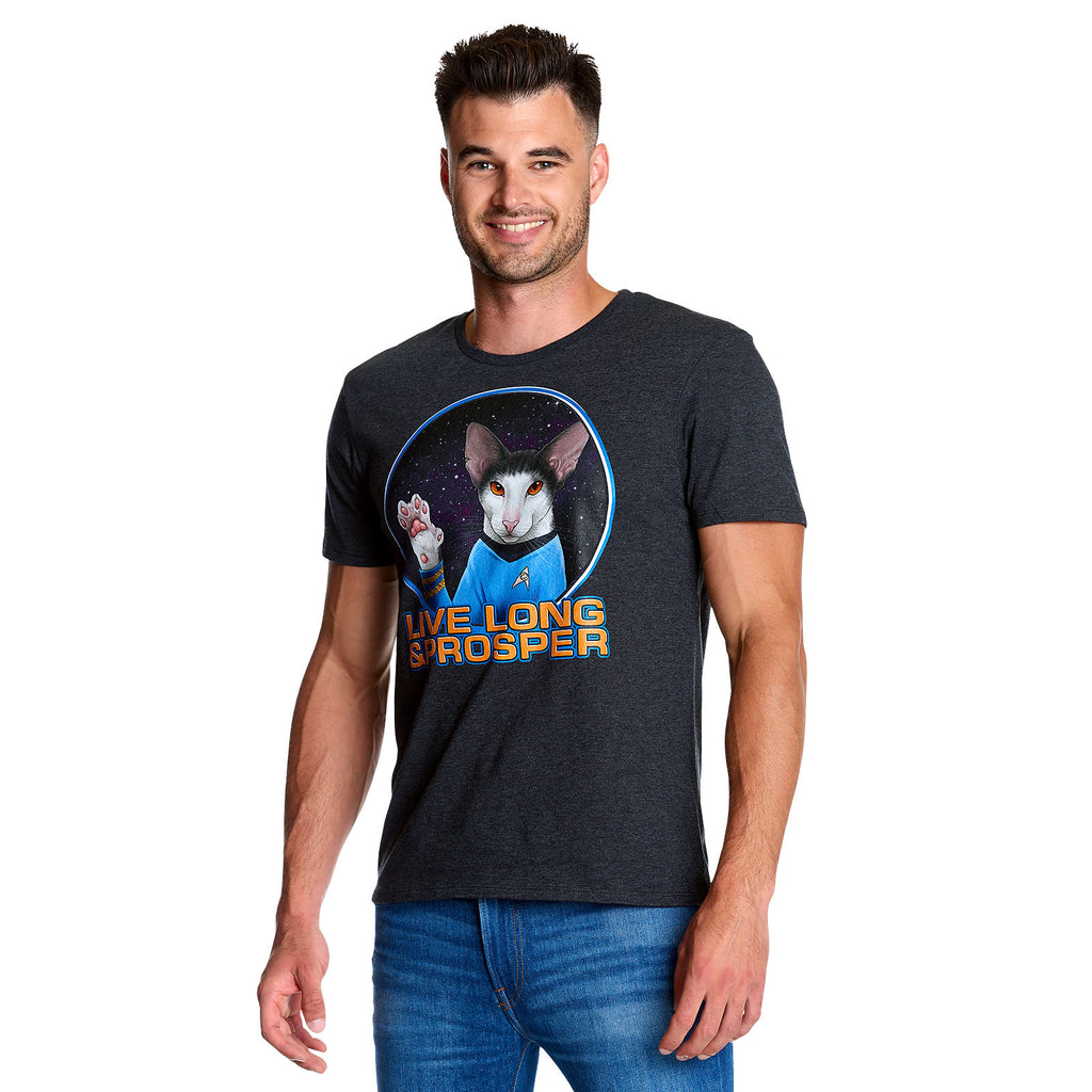 Image produit Star Trek - T-shirt gris Cat Spock Live Long and Prosper