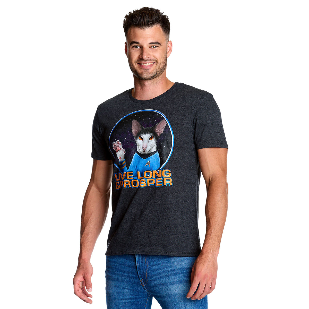 Image produit Star Trek - T-shirt gris Cat Spock Live Long and Prosper